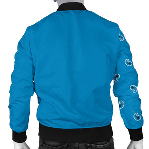Asymmetrical Sky Blue Bandana Men's Bomber Jacket