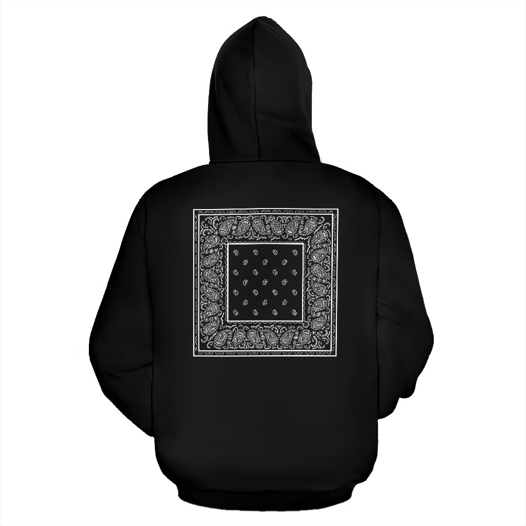 black bandana zip hoodie back view