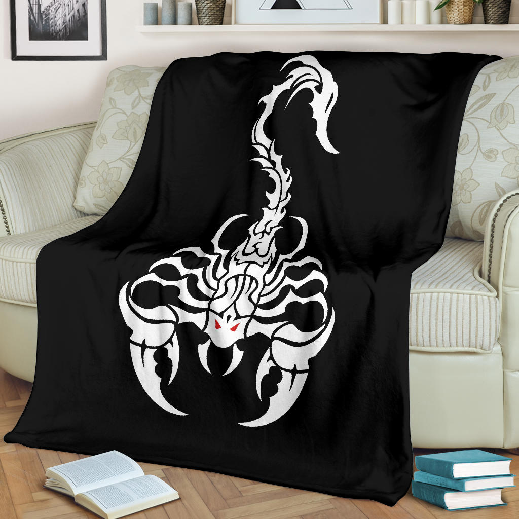 White Scorpion Tribal Fleece Throw Blanket