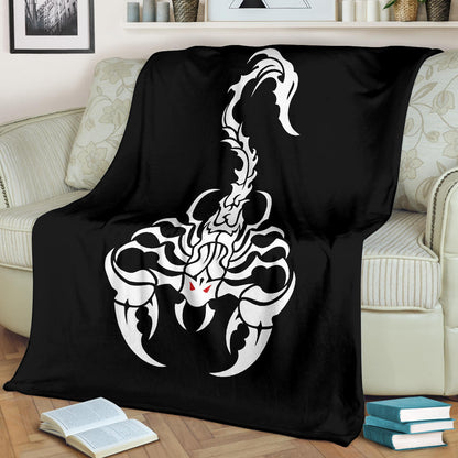 White Scorpion Tribal Fleece Throw Blanket