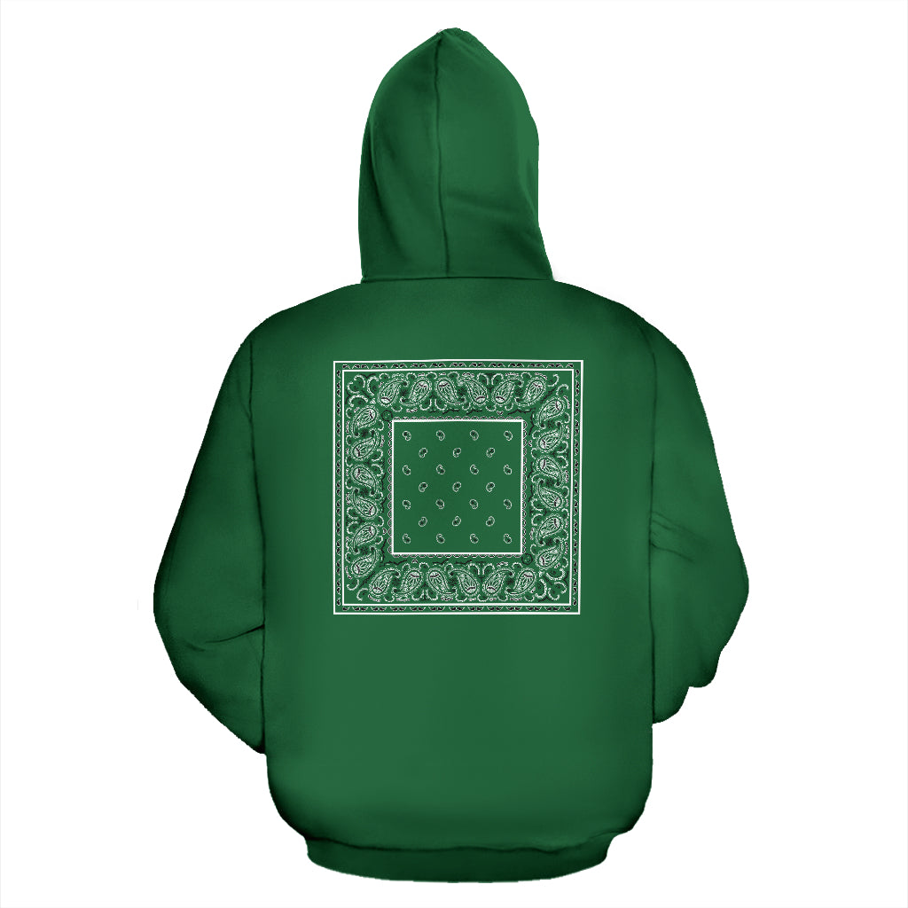 green bandana pullover hoodie back view