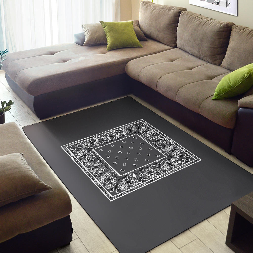 Classic Gray Bandana Area Rugs - Minimal
