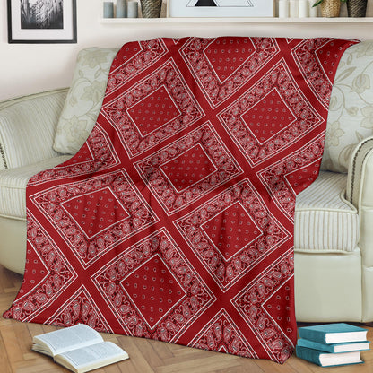 Ultra Plush Classic Red Bandana Diamond Throw Blanket