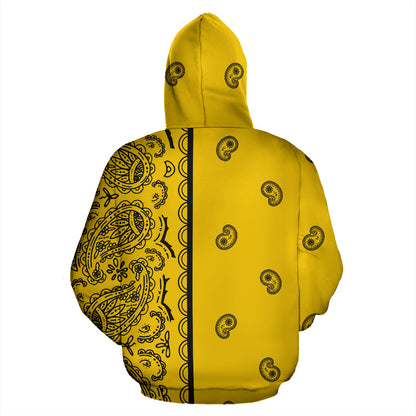 gold and black bandana zip hoodie back view