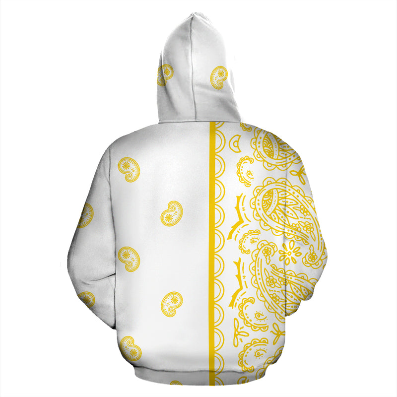 Asymmetrical White Gold Bandana Zip Up Hoodie