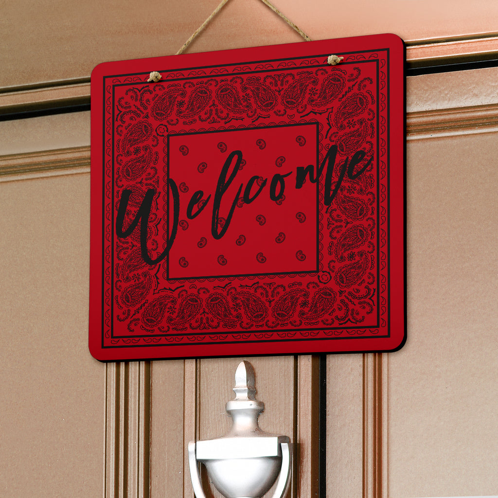 Red and Black Bandana Door Signs