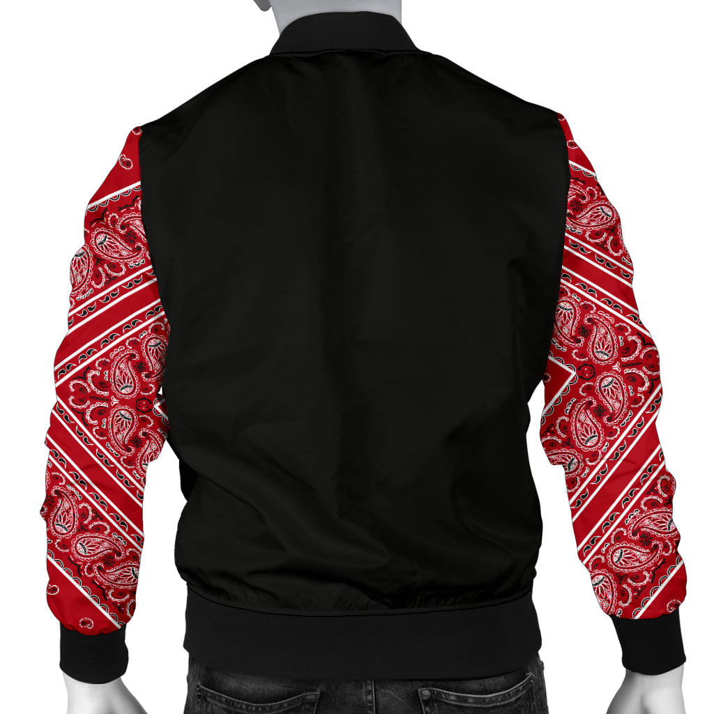 Men's Classic Red Bandana Sleeved Bomber Jacket