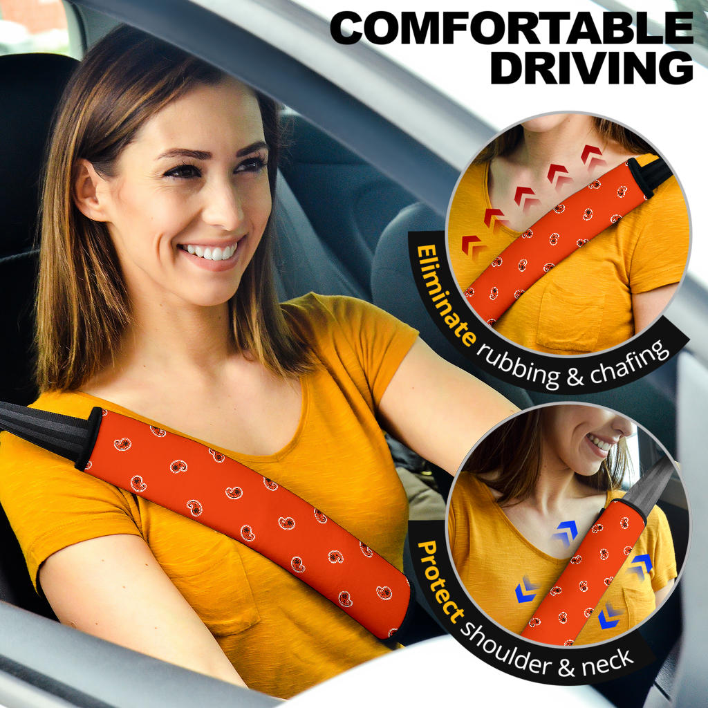 Perfect Orange Bandana Seat Belt Covers - 3 Styles