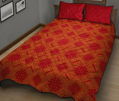Quilt Set - Red and Gold Bandana DB Quilt w/Shams