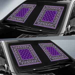 Purple and Black Bandana Car Window Shade