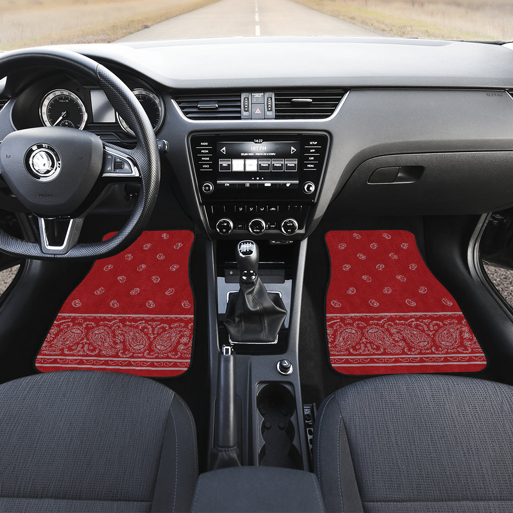 red and gray bandana lowrider floor mats