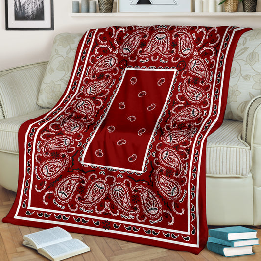 Maroon Bandana Fleece Throw Blanket