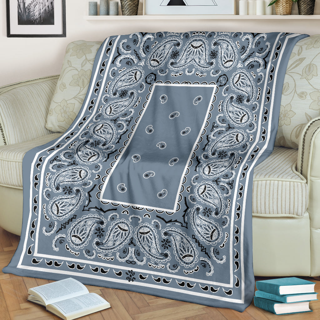 Slate Blue Bandana Throw Blanket