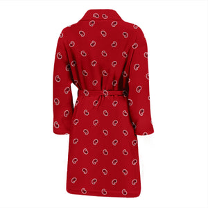 back view of red paisley robe