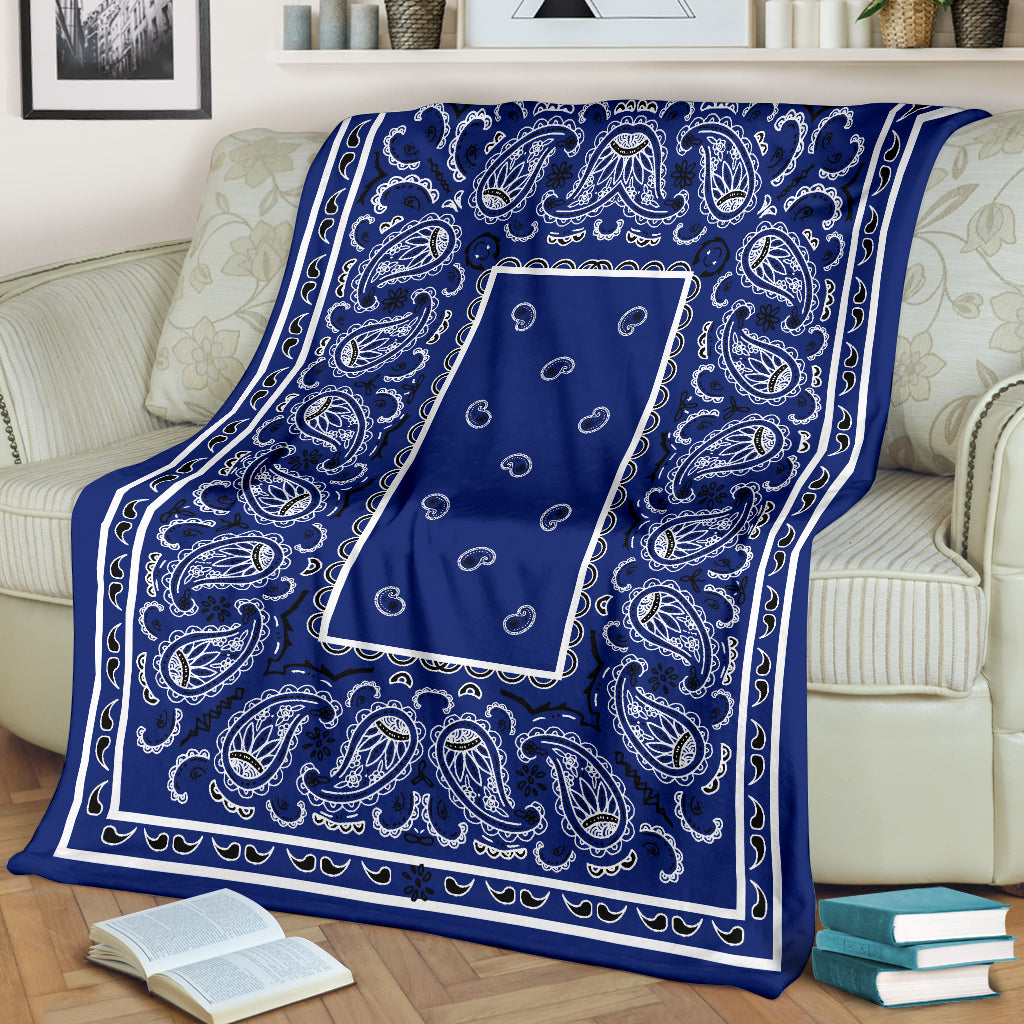 Royal Blue Bandana Throw Blanket