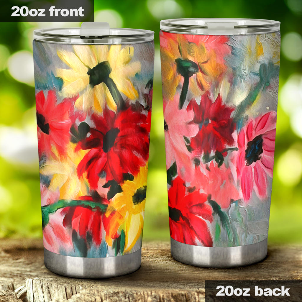artistic floral insulated tumbler