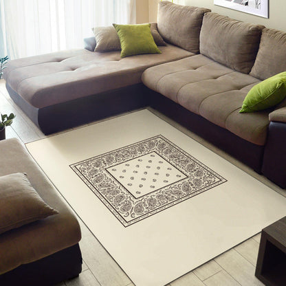 Cream and Brown Bandana Area Rugs - Minimal