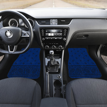 blue and black bandana auto mats