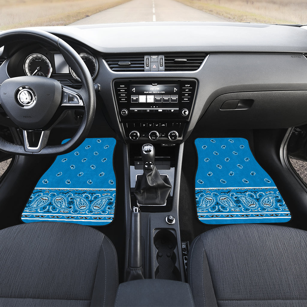 sky blue bandana lowrider car floor mats