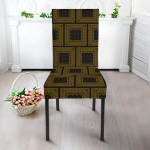 Black Gold Bandana Dining Chair Covers - 4 Patterns