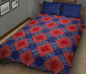 Quilt Set - Blue and Red Bandana DB Quilt w/Shams