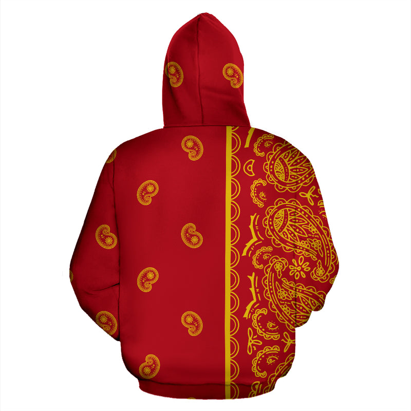 red and gold bandanas pullover hoodie back view