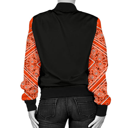 Women's Perfect Orange Bandana Sleeved Bomber Jacket