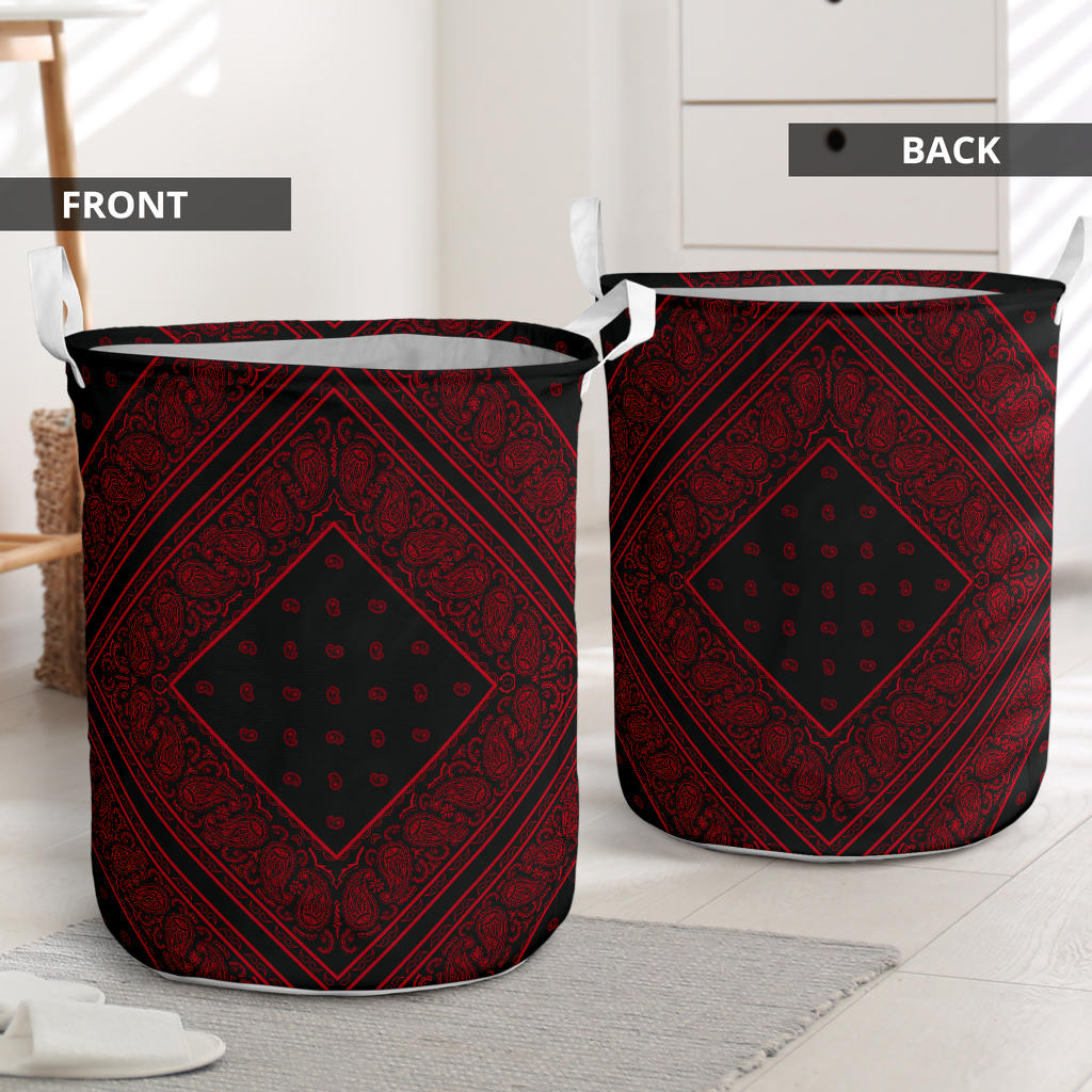 Laundry Hamper - Black and Red Bandana