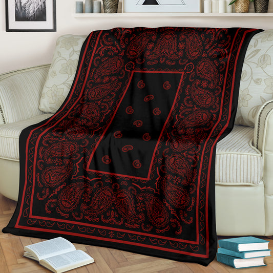 Black with Red Bandana Throw Blanket