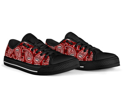 Canvas Low Top Sneakers - Bandana Style Maroon