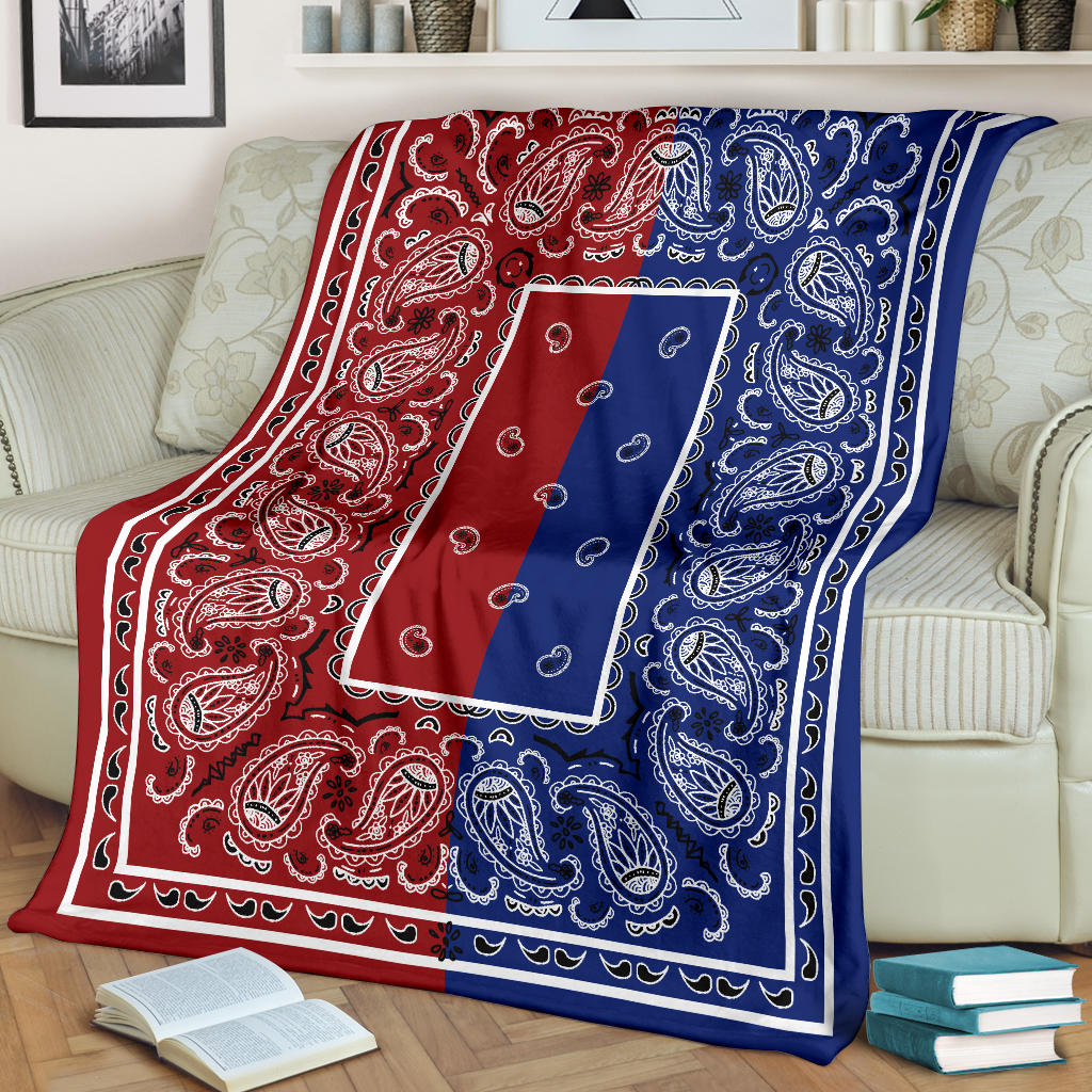 red and blue bandana throw blankets