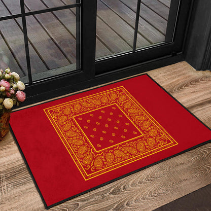 Red and Gold Bandana Door Mats