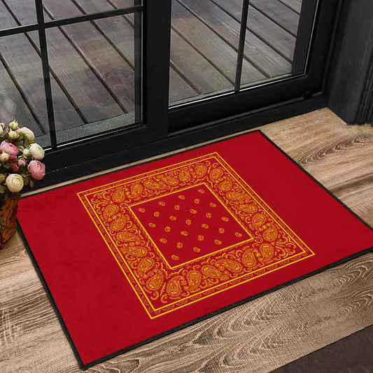 Red and Gold Bandana Door Mats