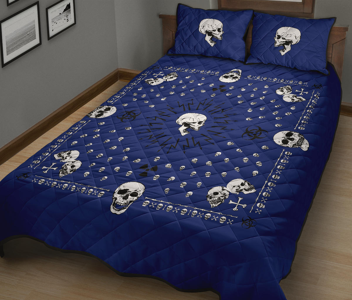 navy blue bandana quilt set