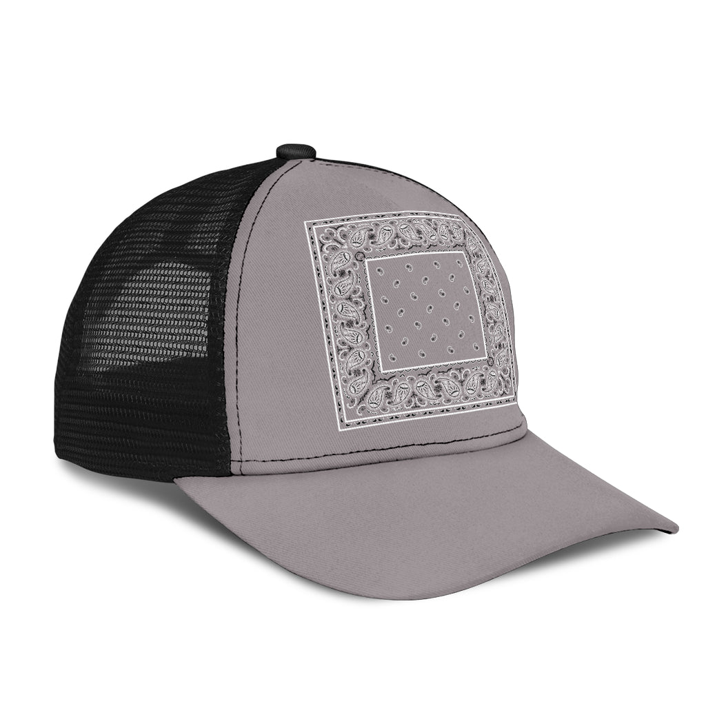 Classic Gray Bandana Simple Mesh Back Cap