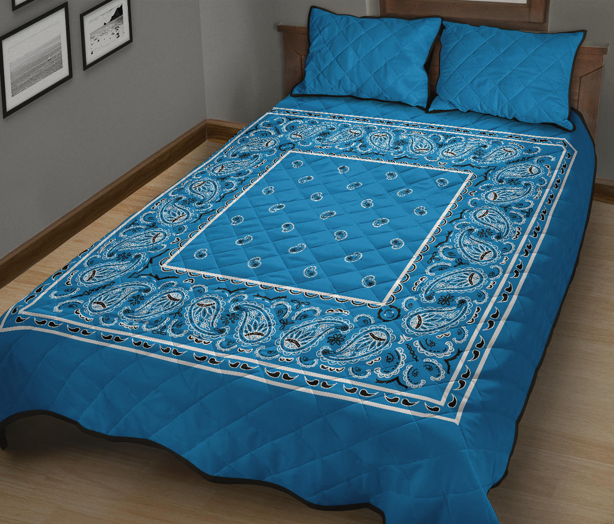 Quilt Set - Sky Blue Bandana Quilt w/Shams