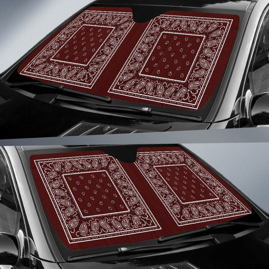 Burgundy Bandana Car Window Shade