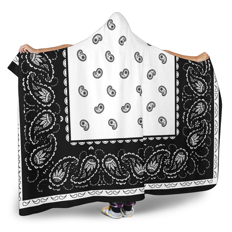 Ultimate White with Black Hooded Blanket