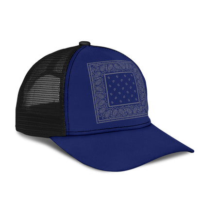 Blue and Gray Bandana Simple Mesh Back Cap