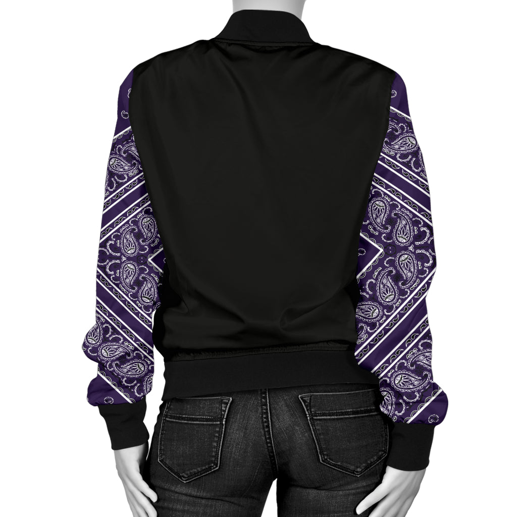 Women's Royal Purple Bandana Sleeved Bomber Jacket