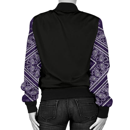 Women's Royal Purple Bandana Sleeved Bomber Jacket