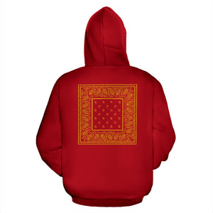 red gold bandana pullover hoodie back view