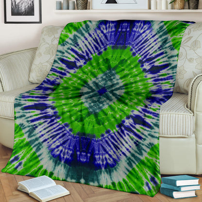 Green Abyss Tie Dye Fleece Throw