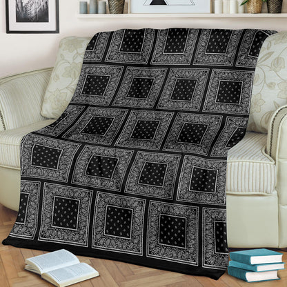 Ultra Plush Black Bandana Patch Throw Blanket