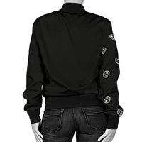 Asymmetrical Black Bandana Women's Bomber Jacket