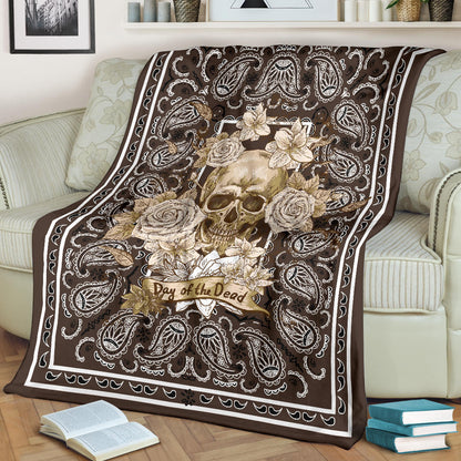 Ultra Plush Brown Day or the Dead Skull Throw