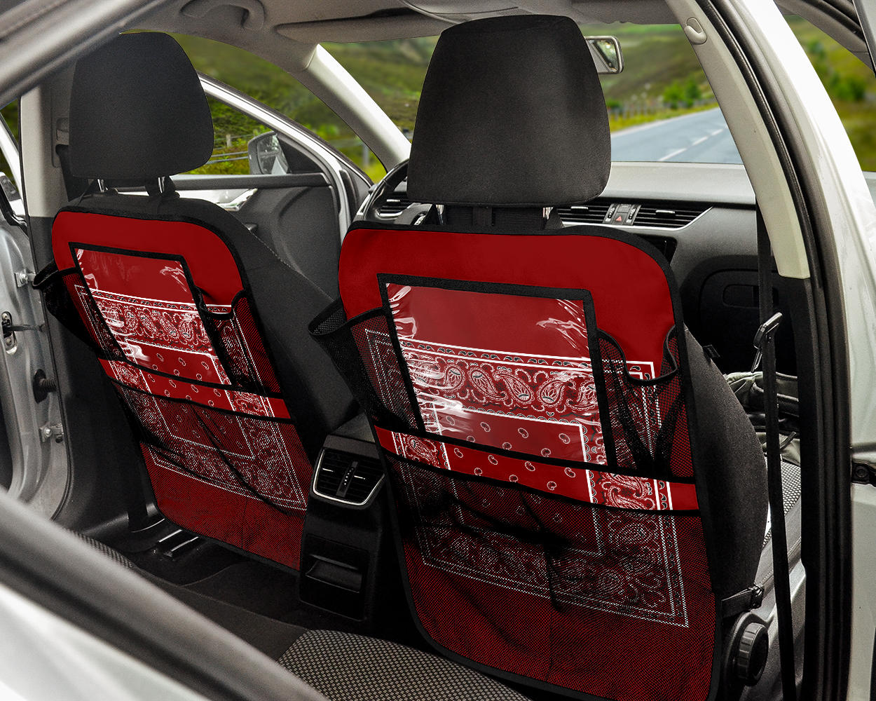 Maroon Bandana Car Seat Organizers