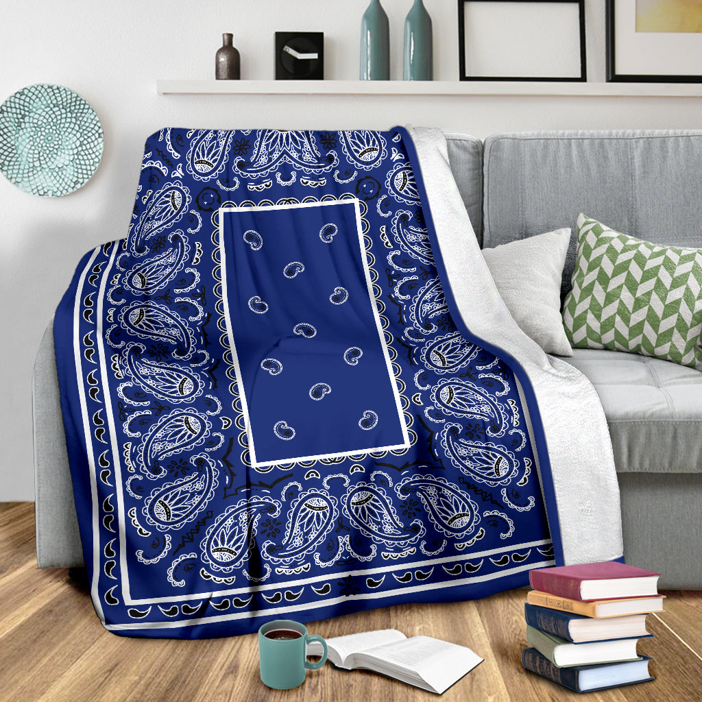 Royal Blue Bandana Throw Blanket