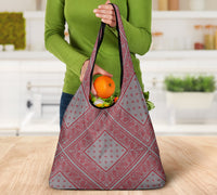 Gray and Red Bandana Reusable Grocery Bag 3-Pack