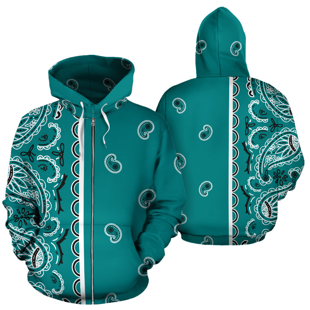 teal bandana zip hoodie